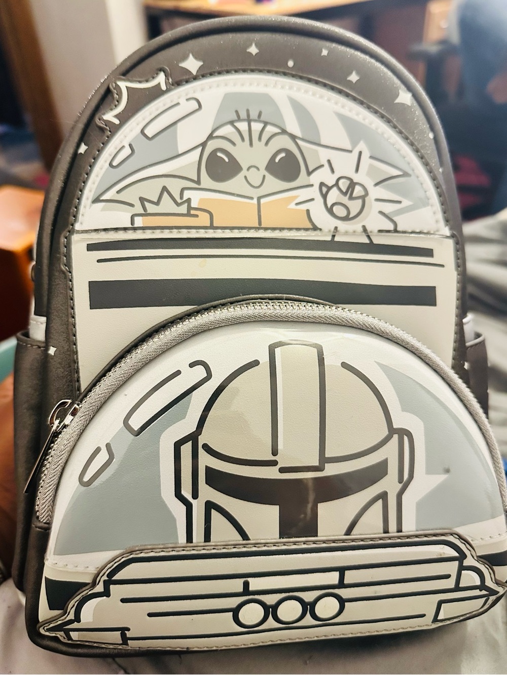 Star Wars The Mandalorian Grey & White Mini Backpack